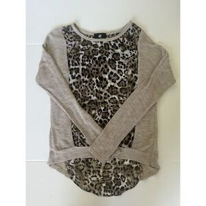 iz Byer Women's Sheer Leopard Print Long Sleeve Blouse Top Size Medium